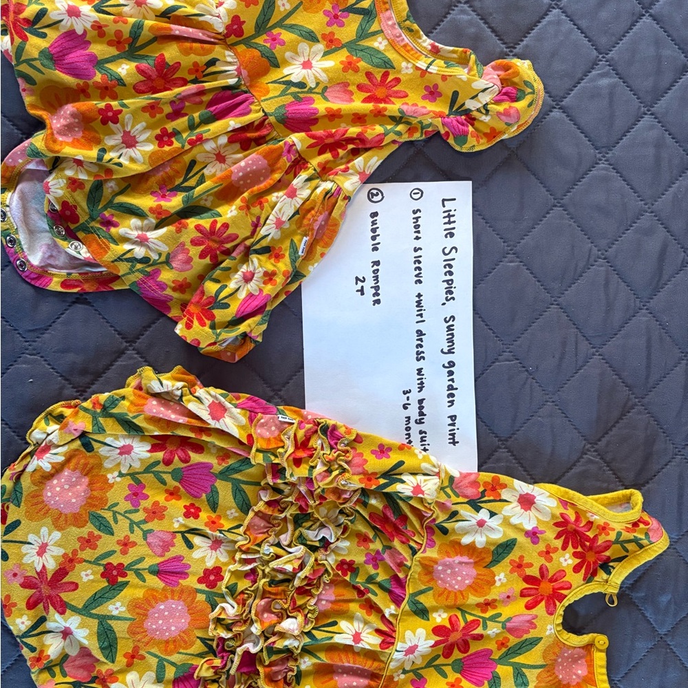 Little Sleepies Sunny Garden Pattern dress and bubble romper